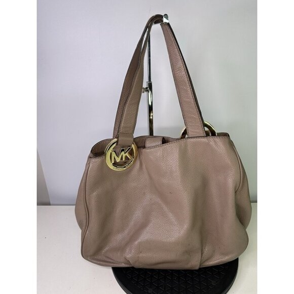Michael Kors Fulton Purse Carmel Brown Pebbled Leather Shoulder Bag Tote Shopper - Picture 5 of 12